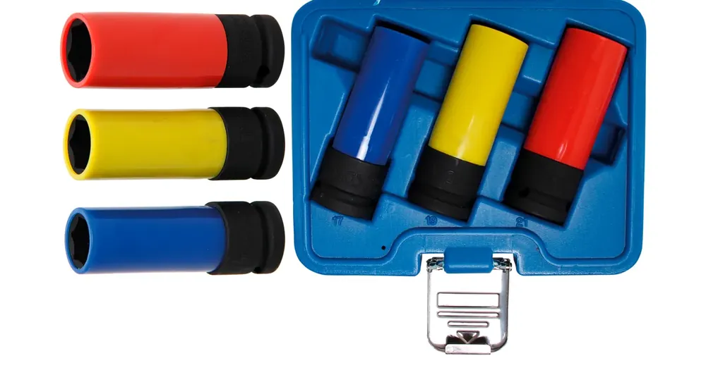 BGS Hlavice nástrčné 1/2" 17-19-21 mm, prodlouž.,s plast. Ochranou, CrMo Jen Po Omezenou Doba