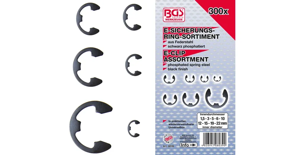 Značkový BGS Třmenové pojistky - seger, sada 300 dílů