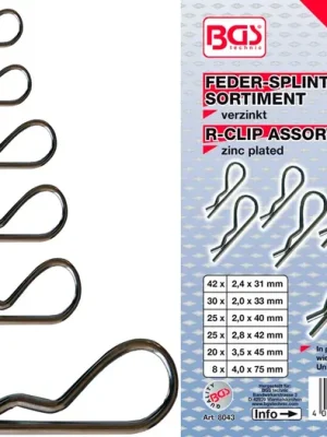 Cenová Bomba BGS Pružinová závlačka, sada 150 dílů, PVC kazeta