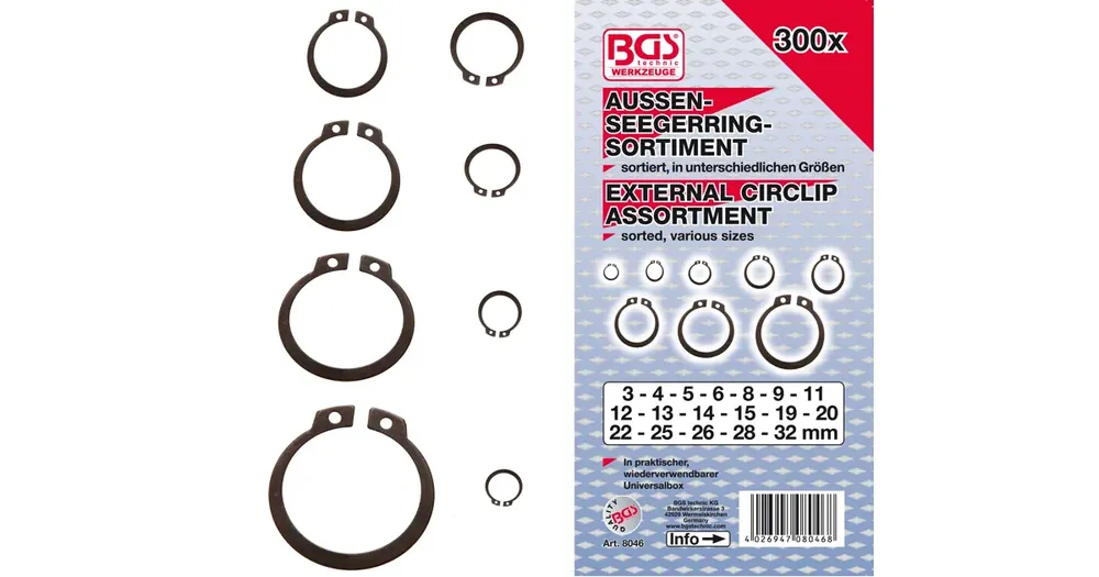 BGS Pojistky seger - vnější, sada 300 dílů, PVC kazeta Nízká Cena