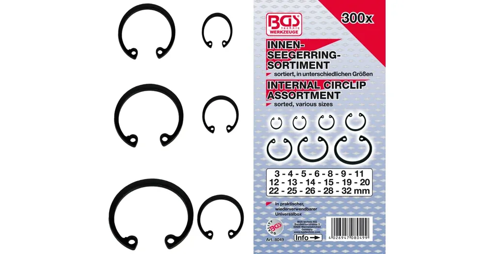 BGS Pojistky seger - vnitřní, sada 300 dílů Oblíbený