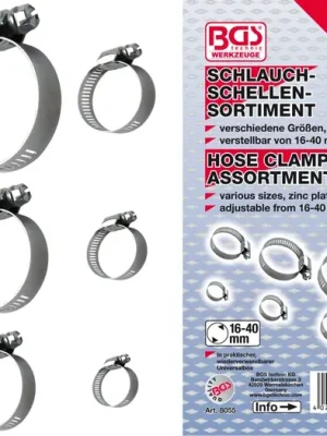 Vysoce Kvalitní BGS Spony hadicové nerezové, sada 26 dílů, PVC kazeta