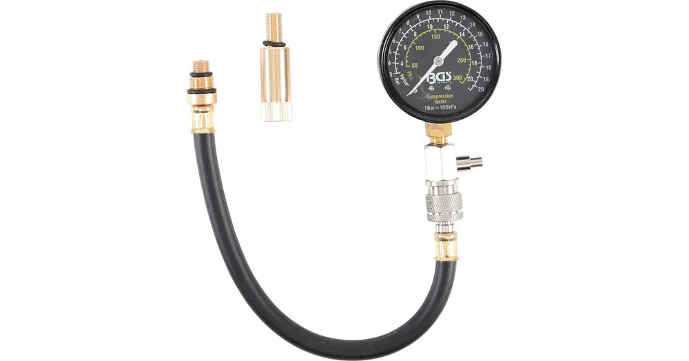 Značkový BGS Testr pro zkoušku komprese benzínových motorů,pro závity zapalovacích svíček 10 + 14mm