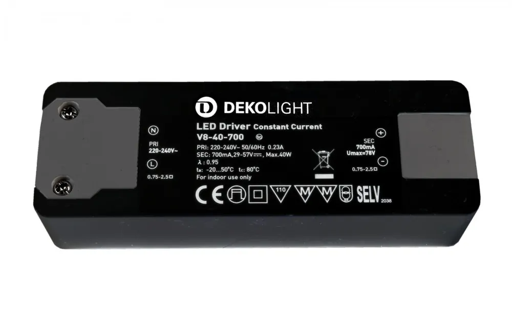 Značkový Deko-Light LED-napájení BASIC, CC, V8-40-700mA/40W konstantní proud 700 mA IP20 29-57V DC 20,30-40,00 W - LIGHT IMPRESSIONS