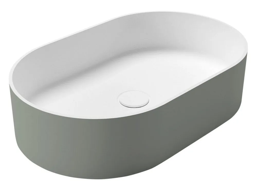 Sleva Sapho THIN umyvadlo na desku, Rockstone, 55x35cm, verde/bílá mat WN205-44