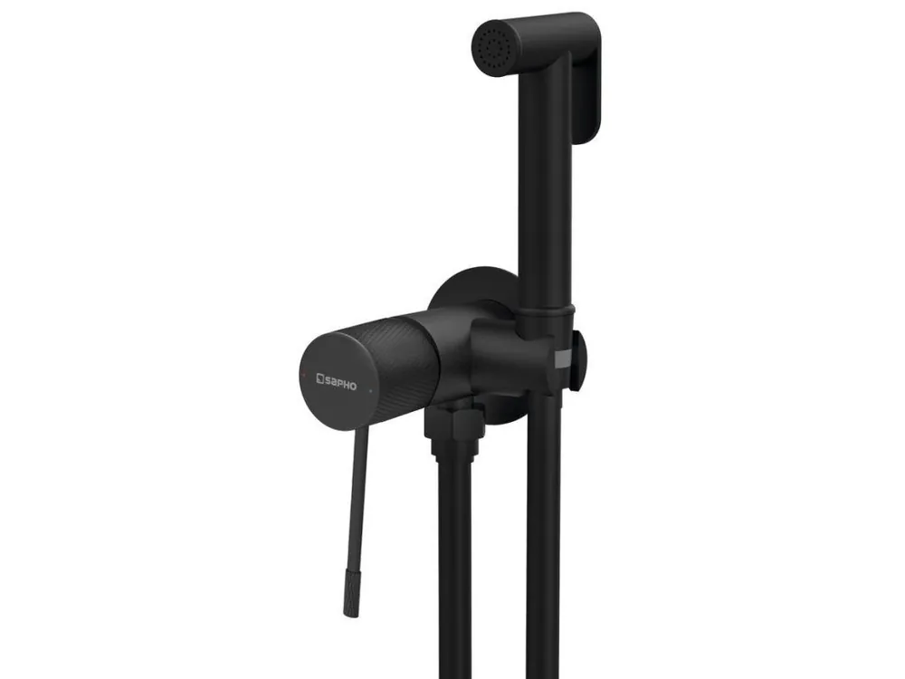 Zlevněný Sapho SOLARIS podomítková bidetová baterie se Stop sprškou, kulatá, černá mat WD040B