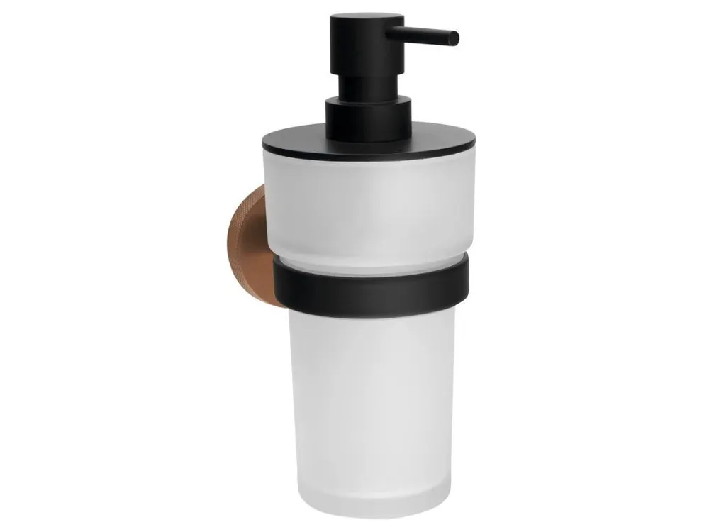 Tovární Cena Sapho LARISSA dávkovač mýdla 250ml, mléčné sklo, černá/měď mat WS019BC