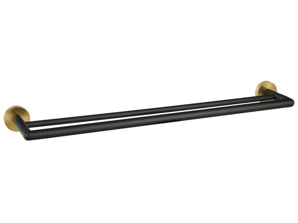 Sapho LARISSA dvojitý držák ručníků 600mm, černá/zlato mat WS011BG Novinka