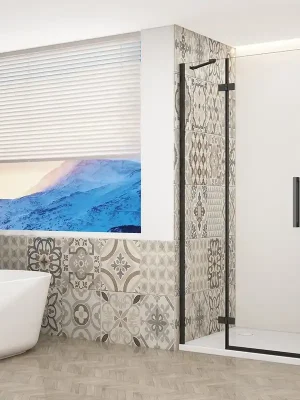 Značkový Gelco TRINITY BLACK sprchové dveře do niky 900mm, čiré sklo, levé GT1290CL-B