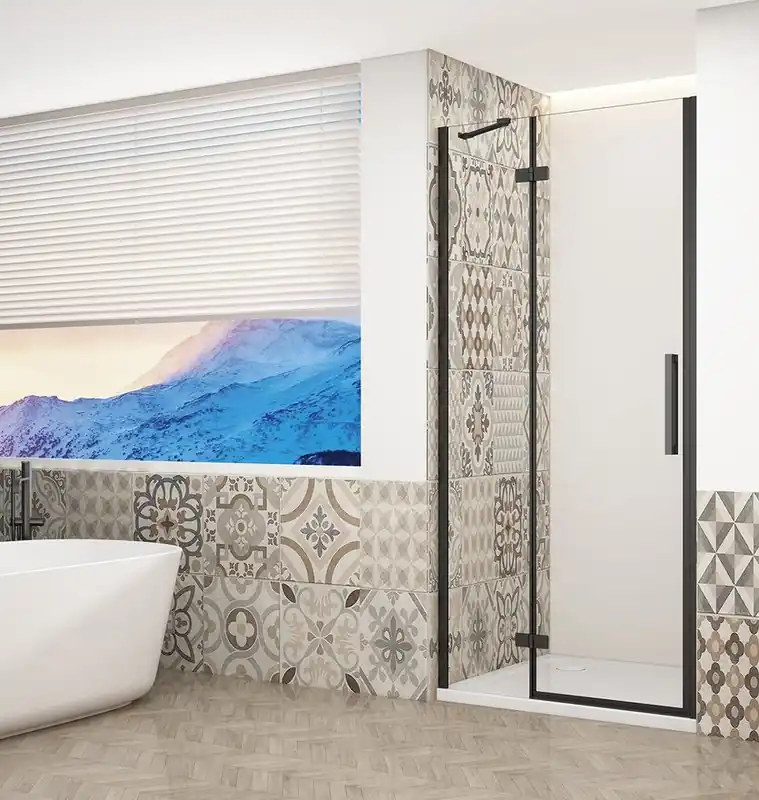 Značkový Gelco TRINITY BLACK sprchové dveře do niky 900mm, čiré sklo, levé GT1290CL-B