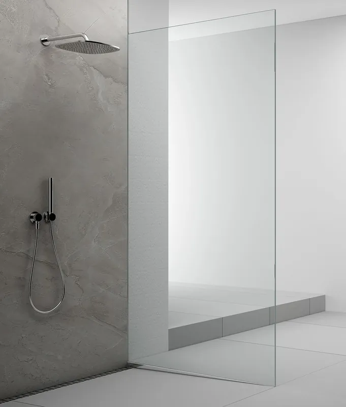 Zlevněný Polysan ARCHITEX sada pro uchycení skla podlaha-stěna se spádovou lištou, 1615x2105mm, pravá, leštěný hliník AX2116R