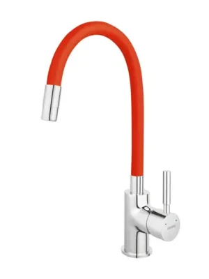 NOVASERVIS Dřezová baterie s flexi ramenem, červená-chrom, 70710,0CV Rychlé Dodání