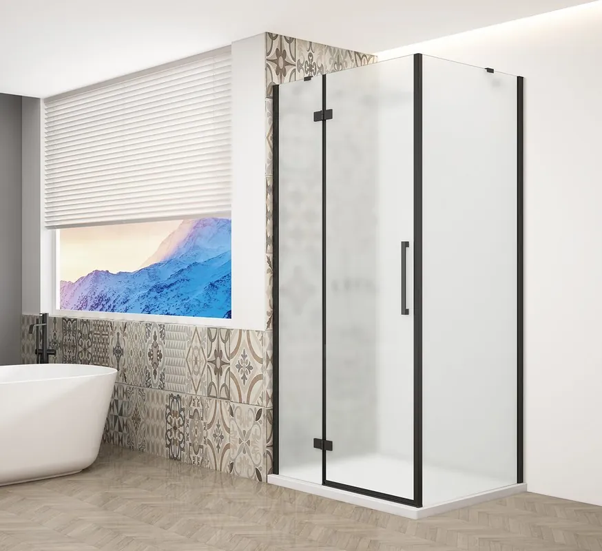 Značkový Gelco TRINITY BLACK obdélníkový sprchový kout 800x1200mm, matné sklo, levé GT5612-80ML-B