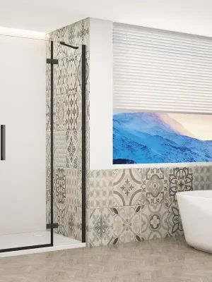 Značkový Gelco TRINITY BLACK sprchové dveře do niky 1100mm, čiré sklo, pravé GT1211CR-B