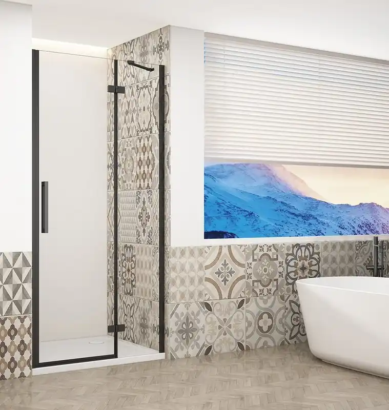 Značkový Gelco TRINITY BLACK sprchové dveře do niky 1100mm, čiré sklo, pravé GT1211CR-B