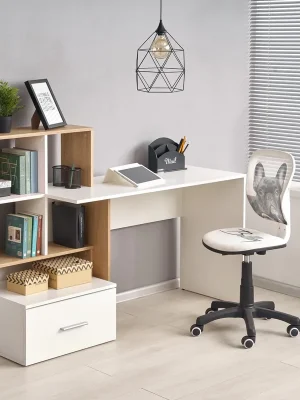 Akce Psací stůl MULTI s policemi a šuplíkem - bílý/dub zlatý