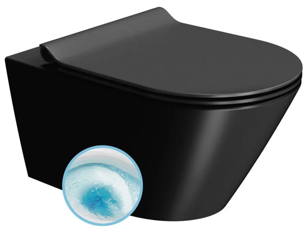 Sapho KUBE X závěsná WC mísa, GeniusFlush, 36x55cm, černá dual-mat 941326 Aktuální