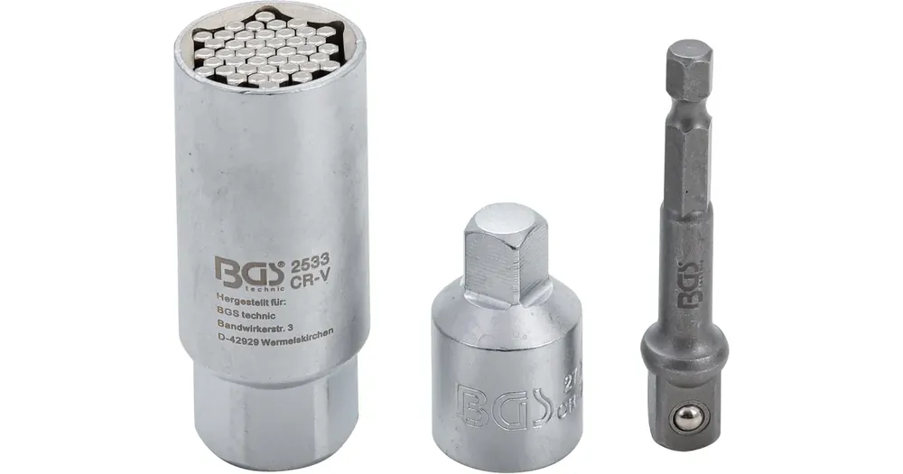 Zlevněný BGS Univerzální nástrčná hlavice se sadou adaptérů, 10 mm (3/8"), 9 – 21 mm, 17dílná