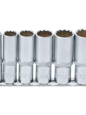 Zlevněný BGS Sada nástrčných dvanáctihranných hlavic, prodloužené, 10 mm (3/8"), palcové velikosti,