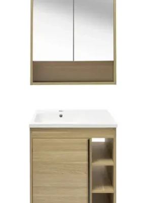 Zlevněný Koupelnová sestava s umyvadlem a zrcadlovou skříňkou Naturel Lucca 59x70x45 cm dub mat LUCCASET60D