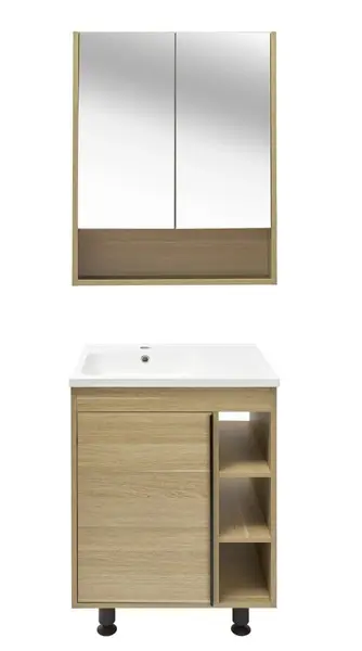 Zlevněný Koupelnová sestava s umyvadlem a zrcadlovou skříňkou Naturel Lucca 59x70x45 cm dub mat LUCCASET60D