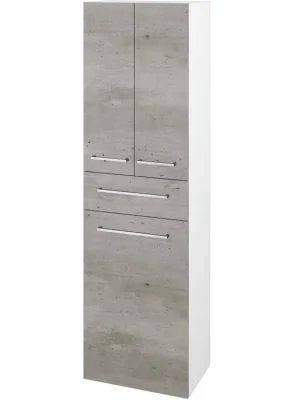 Značkový Vysoká skříň s košem DOS SVD3ZK 50 - N01 Bílá lesk / Úchytka T04 / D01 Beton