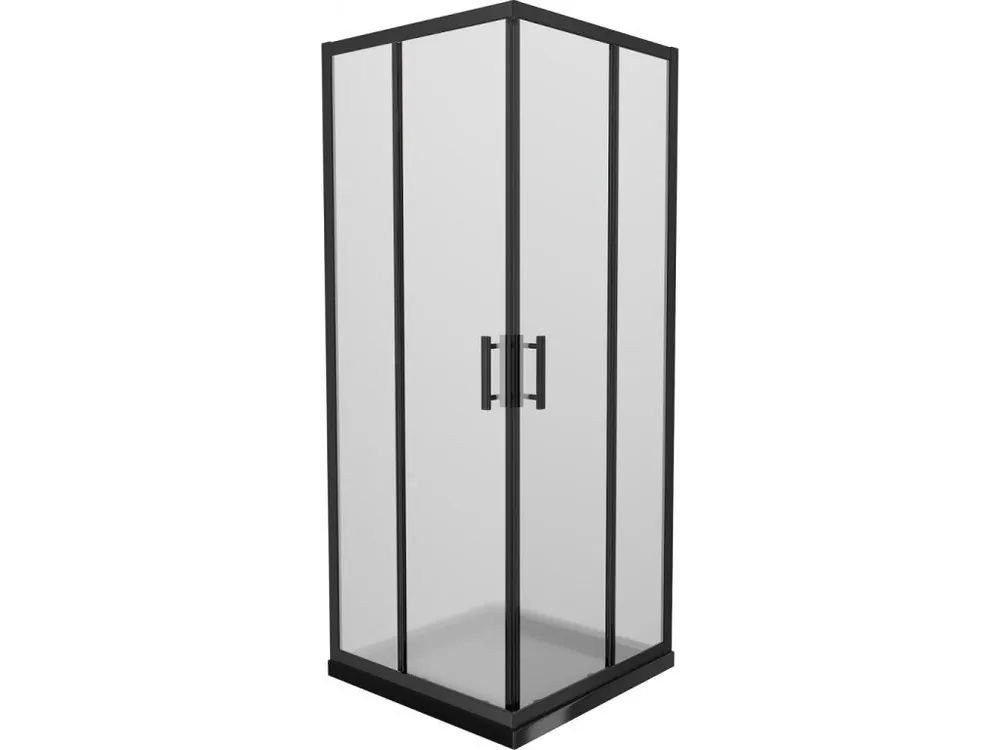 MEXEN/S - Rio sprchový kout čtverec 80x80, dekor, černá + černá vanička se sifonem 860-080-080-70-30-4070B Levný
