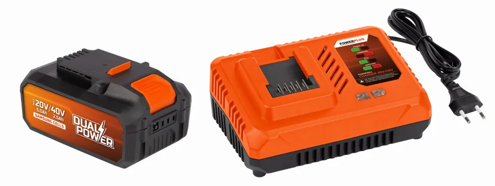 Zlevněný POWERPLUS POWDP9064 Nabíječka 20V/40V + Baterie 40V LI-ION 2,5Ah SAMSUNG