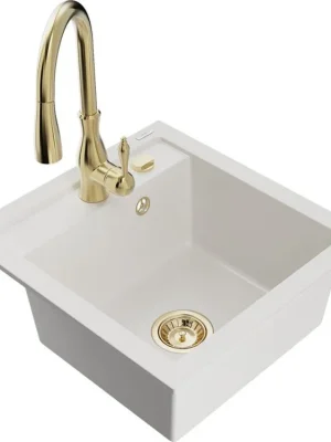 Ověřený MEXEN/S - Vito granitový dřez 1-miska včetně baterie Savita, bílá 6503-20-672601-50