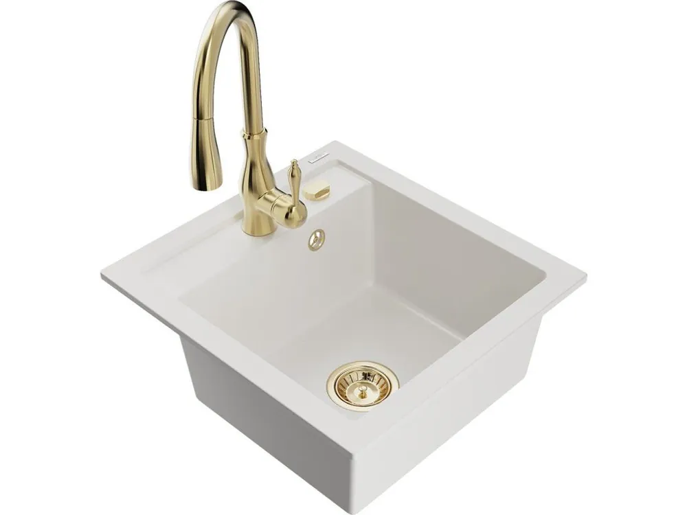 Ověřený MEXEN/S - Vito granitový dřez 1-miska včetně baterie Savita, bílá 6503-20-672601-50
