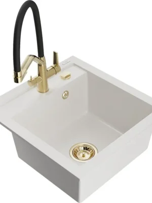 Nízká Cena MEXEN/S - Vito granitový dřez 1-miska včetně baterie Duo, bílá 6503-20-671701-57-G