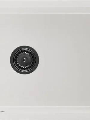 Víkendová Akce MEXEN/S - Pedro granitový dřez 1-miska 560 x 460 mm, bílá, sifon černá 6508561000-20-B