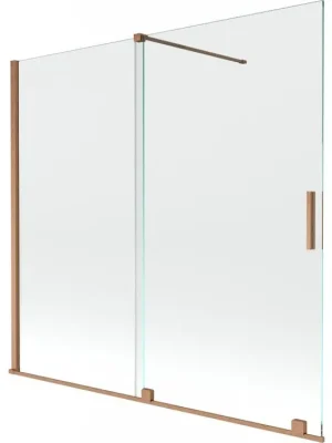Cenově Výhodný MEXEN/S - Velar Dvoukřídlá posuvná vanová zástěna 170 x 150, transparent, kartáčovaná měď 896-170-000-01-65