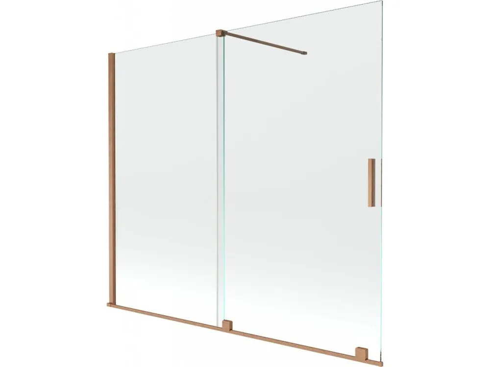 Nová Kolekce MEXEN/S - Velar Dvoukřídlá posuvná vanová zástěna 180 x 150, transparent, kartáčovaná měď 896-180-000-01-65