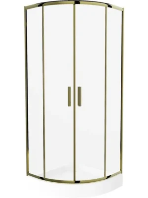 Top Prodej MEXEN/S - Rio sprchový kout čtvrtkruh 80 x 80, transparent, zlato + vanička Rio včetně výpustě 863-080-080-50-00-4710