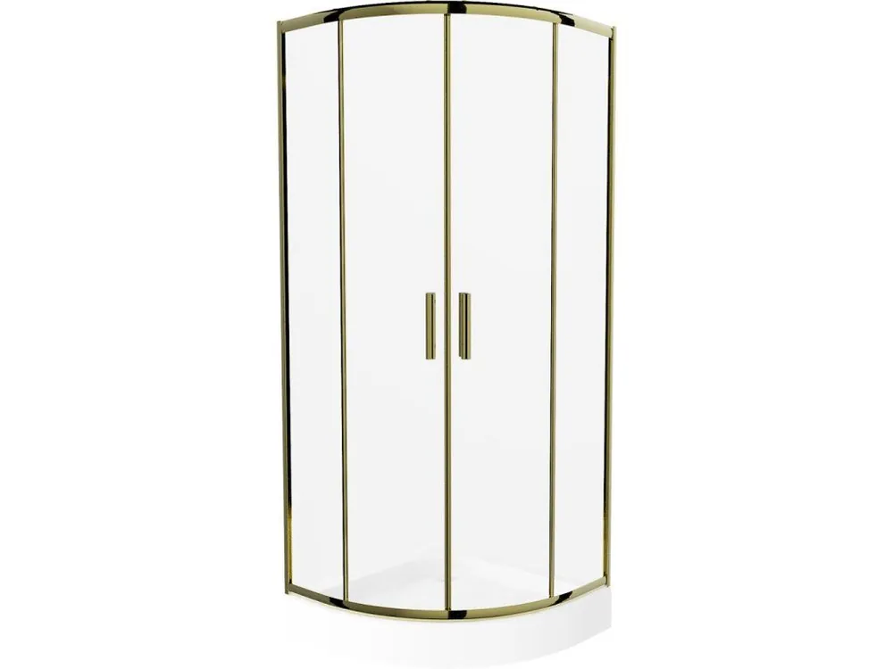 Top Prodej MEXEN/S - Rio sprchový kout čtvrtkruh 80 x 80, transparent, zlato + vanička Rio včetně výpustě 863-080-080-50-00-4710
