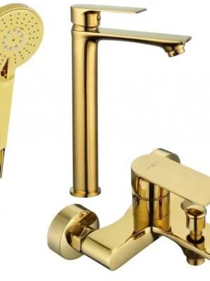 MEXEN/S - Royo R40 Set umyvadlové a vanové baterie s příslušenstvím, zlatá 72213R40-50 Originální