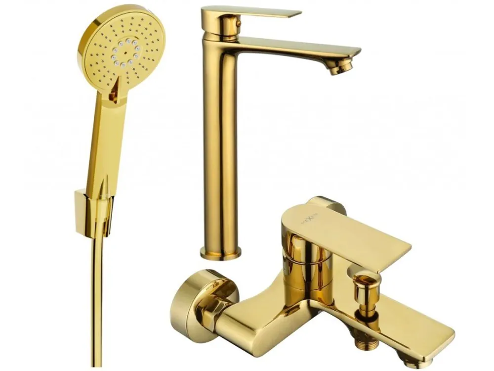 MEXEN/S - Royo R40 Set umyvadlové a vanové baterie s příslušenstvím, zlatá 72213R40-50 Originální