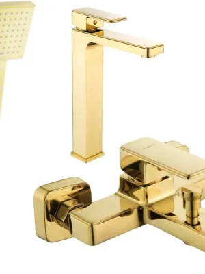 Koupit Online MEXEN/S - Cetus R45 Set umyvadlové a vanové baterie s příslušenstvím, zlato 744313R45-50