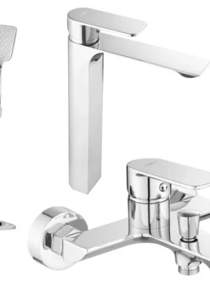 MEXEN/S - Alexa DQ62 Set umyvadlové a vanové baterie s příslušenstvím, chrom 71213DQ62-00 Vysoce Kvalitní