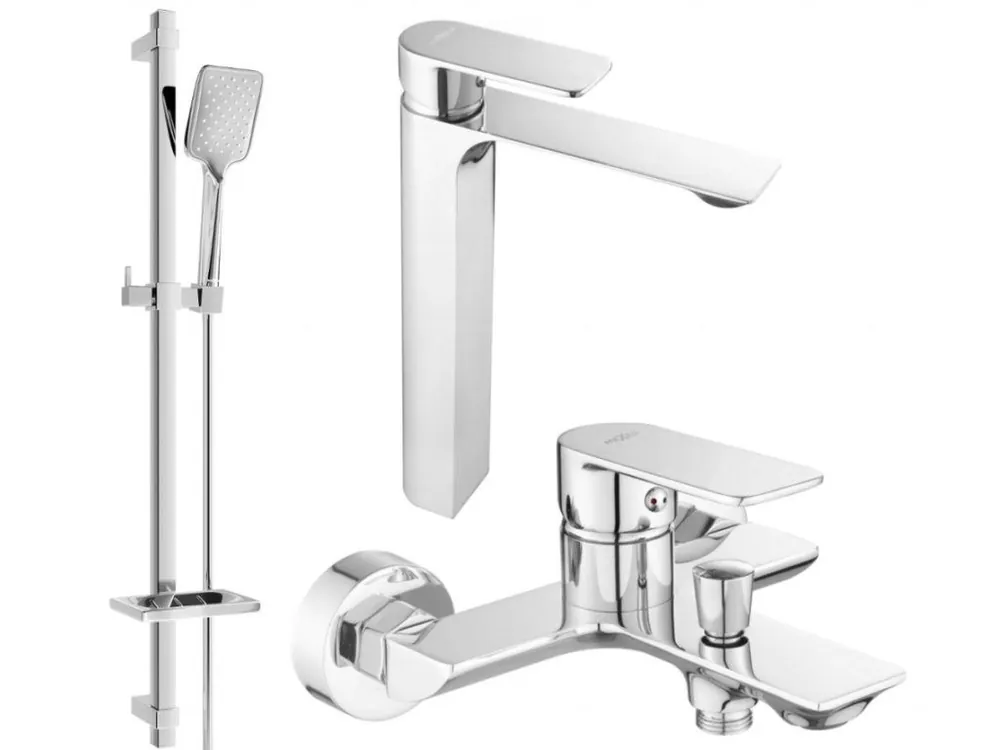 MEXEN/S - Alexa DQ62 Set umyvadlové a vanové baterie s příslušenstvím, chrom 71213DQ62-00 Vysoce Kvalitní