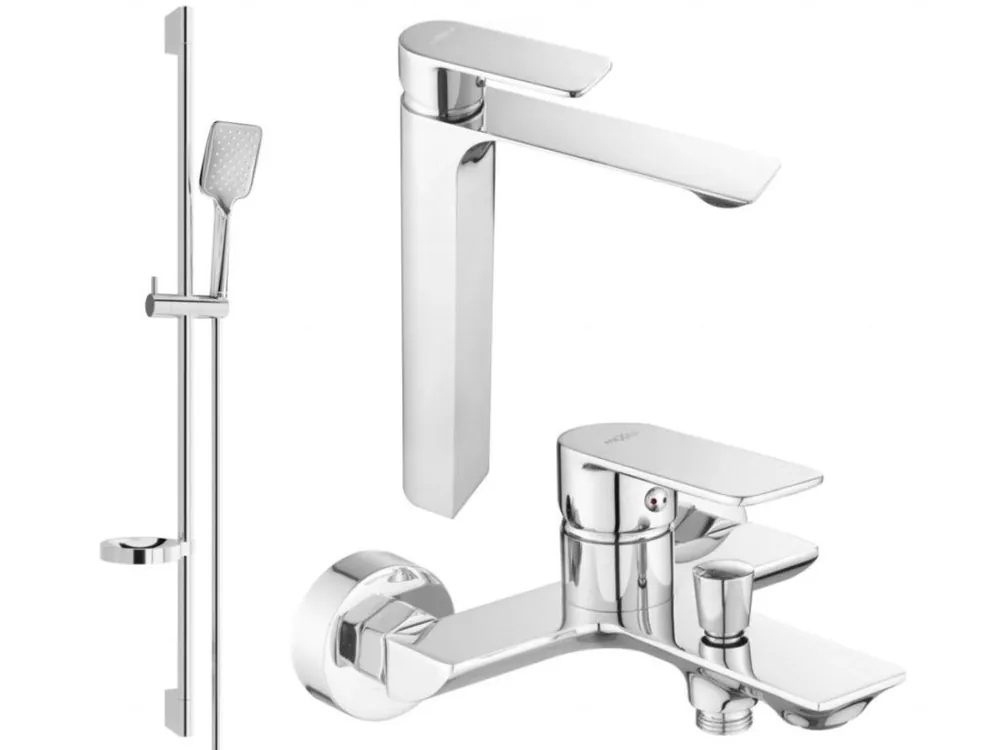 Časově Omezené MEXEN/S - Alexa DQ62 Set umyvadlové a vanové baterie s příslušenstvím, chrom 71213DS62-00