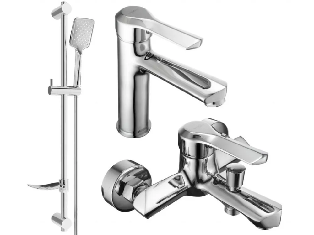 MEXEN/S - Saber DF62 Set umyvadlové a vanové baterie s příslušenstvím, chrom 72103DF62-00 Koupit Online