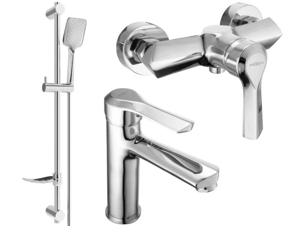 MEXEN/S - Saber DF62 Set umyvadlové a sprchové baterie s příslušenstvím, chrom 72104DF62-00 Finální Výprodej