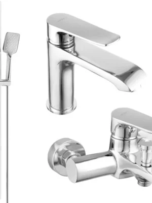 Speciální Cena MEXEN/S - Pecos DS62 Set umyvadlové a vanové baterie s příslušenstvím, chrom 72703DS62-00