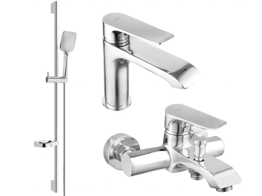 Speciální Cena MEXEN/S - Pecos DS62 Set umyvadlové a vanové baterie s příslušenstvím, chrom 72703DS62-00