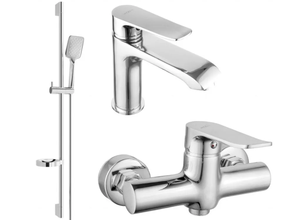 MEXEN/S - Pecos DS62 SET umyvadlová baterie + sprchová s příslušenstvím , chrom 72704DS62-00 Akční Nabídka