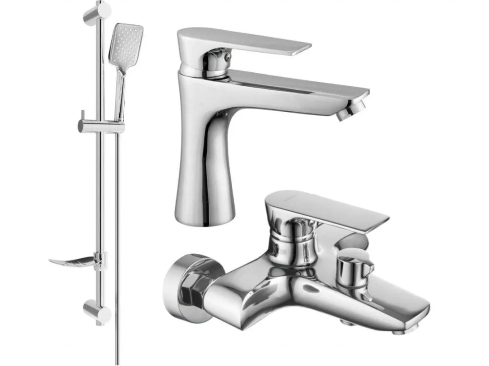 MEXEN/S - Axel DF62 Set umyvadlové a vanové baterie s příslušenstvím, chrom 73803DF62-00 Nová Kolekce