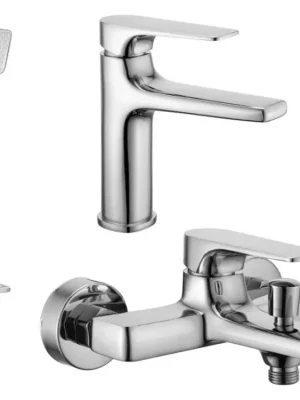 Značkový MEXEN/S - Lynx DQ62 Set umyvadlové a vanové baterie s příslušenstvím, chrom 745903DQ62-00