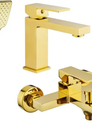 Zlevněný MEXEN/S - Uno R62 Set umyvadlové a vanové baterie s příslušenstvím, zlato 71403R62-50